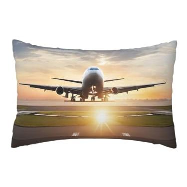 Imagem de Airplane - Fronhas estampadas reversíveis - Design decorativo de dupla face, zíper oculto, poliéster macio para sofá, quarto e carro, tamanho único