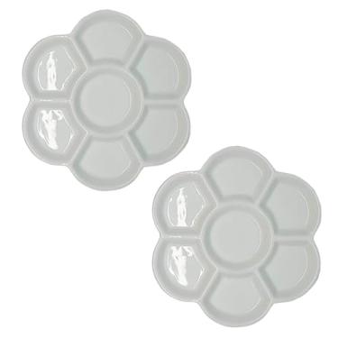 Imagem de 2 peças de bandeja de paleta de tinta aquarela, paletes de tinta de água lavável, paleta de tinta cerâmica, paleta de aquarela de porcelana para pintura de aquarela, para pintura de guache em aquarela