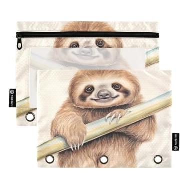 Imagem de Wassud Cute Sloth on Branch Pacote com 2 Pastas de Fichário Pastas de Bolso com 3 Furos, Pasta Organizadora de Fichários para Casa, Escritório