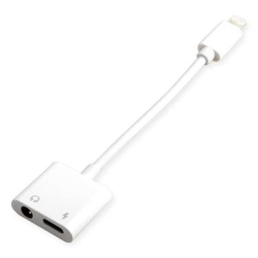 Imagem de HYERNFOP Adaptador de rede LAN 2 em 1 L para Ethernet com porta de carregamento, compatível com iPhone/iPad/iPod (L e adaptador de fone de ouvido de 3,5 mm)