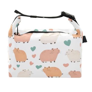 Imagem de STAYTOP Lancheira fofa capivara com fivela de alça, lancheira isolada para meninos e meninas, lancheira térmica para trabalho escolar