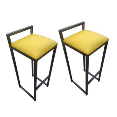 Imagem de Kit 2 Banquetas Alta Estofada Bancada Cozinha material sintético Acaba