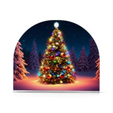 Imagem de Qilmy Lindo suporte de guardanapo de acrílico para árvore de Natal, porta-guardanapos para mesas cozinha restaurante decoração de casa, suporte decorativo moderno para guardanapos de coquetel de papel