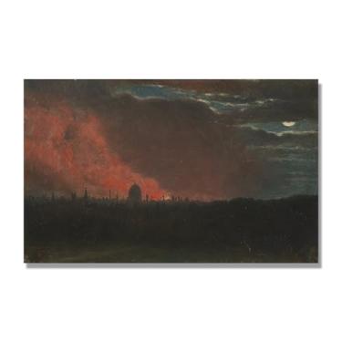 Imagem de NHLDZYH Impressão em tela estilo John Constable (paisagem 74), painel de tela de paisagem romântica, decoração de parede com tema de natureza para quarto ou escritório. 80 x 130 cm. Somente tela