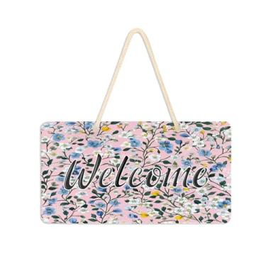 Imagem de Burbuja Placa de boas-vindas floral vintage para porta da frente, placa de boas-vindas de PVC para decoração de férias de casa de fazenda, 15 x 28 cm