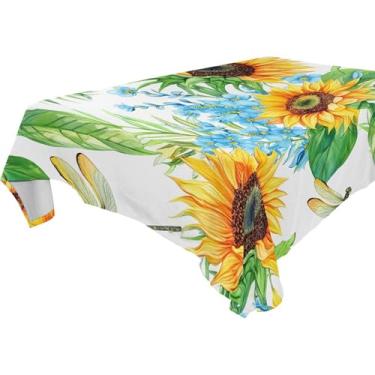 Imagem de Burbuja Toalha de mesa de girassóis, toalha de mesa quadrada anti-rugas grossa para decoração de jantar, cozinha, festa, 152 x 152 cm