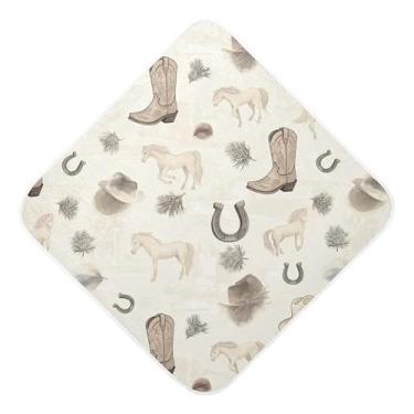 Imagem de Burbuja Boot Hat Horseshoe Baby Toalha de banho - Toalha com capuz de musselina macia e absorvente para recém-nascidos e bebês, 76 x 76 cm