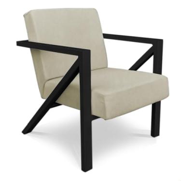 Imagem de Poltrona Para Sala de Estar Angel Corano Bege Base Metálica Preta - Pallazio