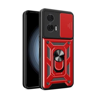 Imagem de RKINC Capa para Motorola Moto G Play 2023 com capa deslizante para câmera e anel girado com suporte de grau militar à prova de choque com suporte magnético para carro, vermelho