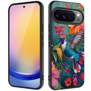 Imagem de Capa para Google Pixel 10/Pixel 10 Pro, capa ultrafina de silicone líquido antiderrapante elegante, adequada para Pixel 10/10 Pro de 6,3 polegadas, beija-flores e flores