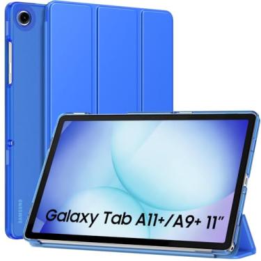 Imagem de MoKo Capa para Galaxy Tab A11+ Plus/A9+ 28 cm 2025/2023, capa protetora inteligente de suporte fino com capa traseira translúcida de policarbonato rígido para tablet Galaxy Tab A11+/A9 Plus, despertar