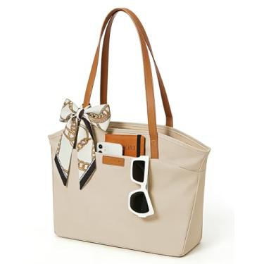 Imagem de Sacola feminina para presentes, bolsas leves para mulheres, bolso embutido para garrafa de água e compartimento para laptop para trabalho, viagens, academia, bolsos para mulheres, cáqui