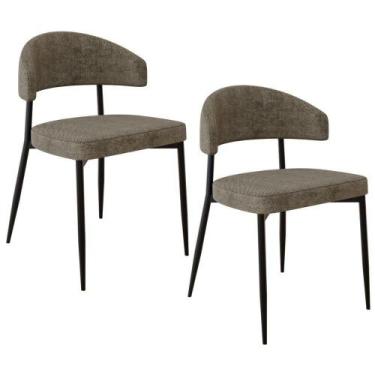 Imagem de Kit 02 Cadeiras Estofada Para Sala De Jantar Serena Preto C01 Linho La