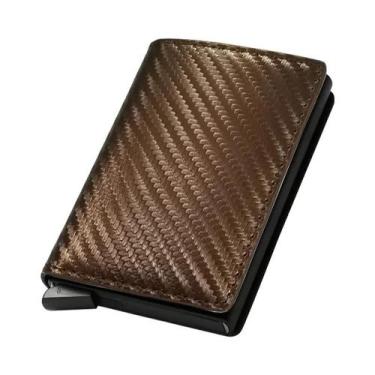 Imagem de Carteira Mini Anti RFID Em Fibra De Carbono Para Homens, Suporte Para 