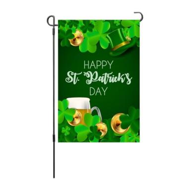 Imagem de SIWOTED Bandeira de jardim do Dia de São Patrício simboliza esperança trevos de dupla face bandeira vertical de jardim para gramado de quintal (Tipo 1)