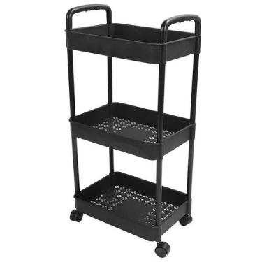 Imagem de Prateleira organizadora multiuso com 3 andares e rodinhas na base 38x2