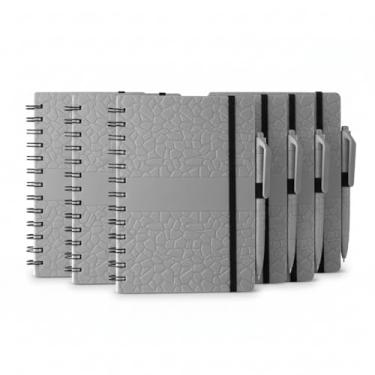 Imagem de Caderno Espiral com Capa Dura Texturizada, 70 Folhas Pautadas Impermeáveis, Suporte para Caneta, 17,8x12,8x1cm, Preto (10, Cinza)