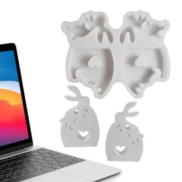 Imagem de Moldes de silicone para Páscoa, materiais de artesanato reutilizáveis de fácil liberação – moldes de argila de fundição de coelhinhos, para cera de , argila, concreto, decoração de casa, mulheres