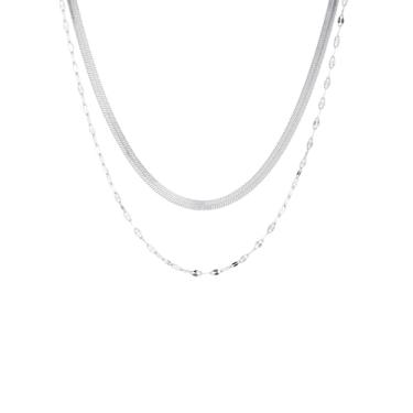 Imagem de Jovialpixie Colar feminino de 3 peças/2 peças de ouro/prata 14K com corrente ajustável de 40 a 45 cm (caixa de presente reutilizável premium incluída), 16″ + 2″, Latão, Sem Pedra Preciosa