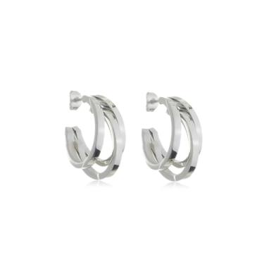 Imagem de Brinco Argola Tripla Fashionista em Aço Inox – Feminina, Estilosa e Antialérgica