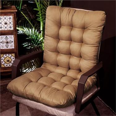 Imagem de Almofadas de cadeira de encosto alto para cadeira de dormitório, almofadas de cadeira de balanço antiderrapantes com laços, almofada de assento macia com suporte para as costas, almofadas de assento