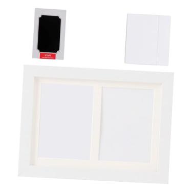 Imagem de IEUDNS Kit para impressão de mãos e pés de bebê sem tinta, com almofada de tinta e porta-retratos para recém-nascidos, ideal para aniversários, Dia, Branco