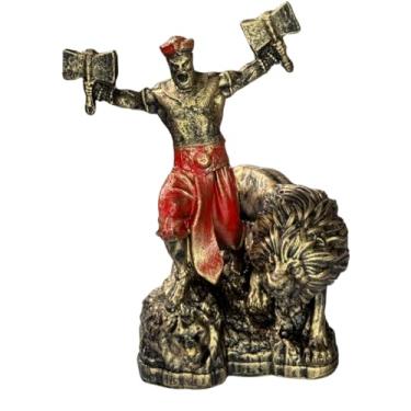 Imagem de Escultura Xangô Vermelho Leão 11 cm Resina Vintage