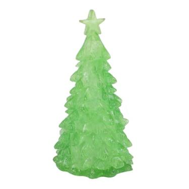 Imagem de Asixxsix Árvore de Natal Iluminada, Mini árvore de Natal de Resina Com Luzes LED Embutidas e Interruptor de Alternância, para Decorações de Casa de Bonecas Em Escala 1/12 e Cenas Em (GREEN)