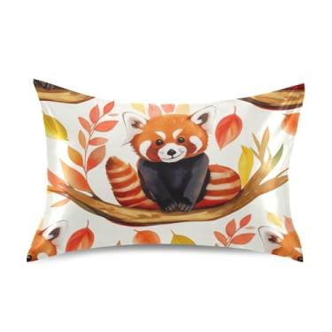 Imagem de Lindas fronhas Pandas bege animal cetim para arrefecimento de cabelo padrão Queen King Size almofadas personalizadas capa de travesseiro queen size 76.2 cm x 50.8 cm