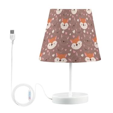 Imagem de Joisal Abajur de mesa de cabeceira floral com rosto de animais fofos abajur de mesa para sala de estar, lâmpada de luz quente
