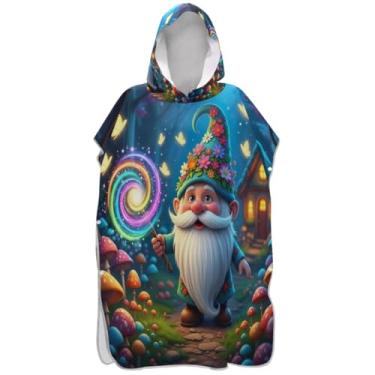 Imagem de Joisal Poncho de surfe para adultos trocador de roupa de banho com capuz bonito absorvente unissex poncho adulto com capuz fofo cogumelo gnomo