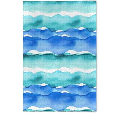 Imagem de Quebra-cabeça 1000 peças para adultos aquarela ondas do oceano azul turquesa presentes para elefante branco jogo arte divertida quebra-cabeças adultos bonito animal flor arte, 1000 peças, 75 x 50 cm