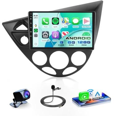 Imagem de Rimoody Rádio Automotivo 8Core 6G+128G Para Ford Focus 1998-2006, Android 13, Estéreo, Carplay, Auto Mirror Link, Tela Sensível Ao Toque De 9'', Gps, Wi-Fi, Dsp, Bt/Fm/Rds, 59 Temas Ui, Câmera Ré