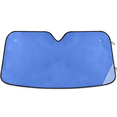 Imagem de Guarda-sol azul sálvia personalizado para para-brisa de carro capa de para-brisa automotiva retrátil dobrável protetor solar floral M, 139,7 cm x 70,1 cm