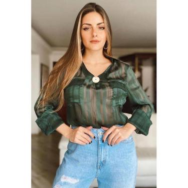 Imagem de Blusa Crepe Manga Longa Com Botão [F081]