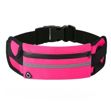 Imagem de Bolsa de cintura de corrida para mulheres e homens, à prova d'água, bolsa de telefone, cinto, acessórios esportivos modernos com porta de fone de ouvido, Vermelho rosa, Elegante
