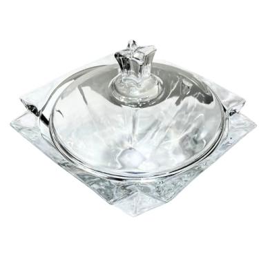 Imagem de Bomboniere Potiche Centro de Mesa em Vidro Diamond 18x18cm com Tampa