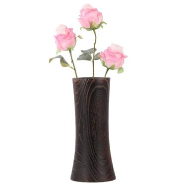 Imagem de Vaso de madeira natural feito à mão, madeira queimada rústica, vaso durável em forma de ampulheta para decoração de casa, arte DIY e presentes - Vários acabamentos 13,5 x 13,5 x 29,5 cm