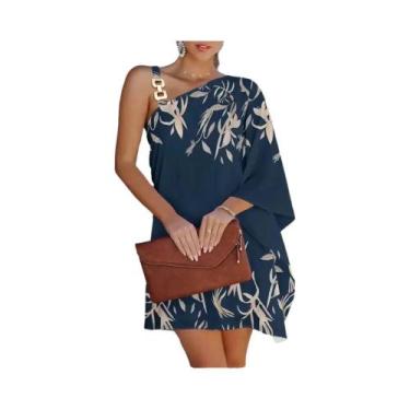 Imagem de Verão 2024 novo vestido feminino europeu e n estampado sexy com gola i