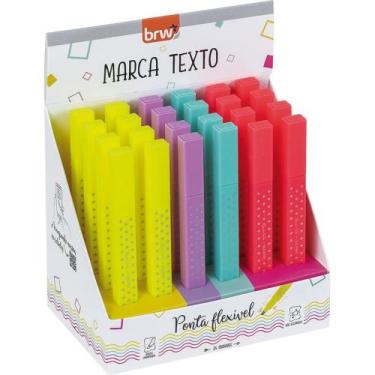 Imagem de Caneta Marca Texto Square 4 Cores Neon BRW Caixa com 24 Unidades