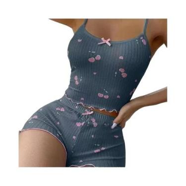 Imagem de Conjunto De Pijama Feminino De Verão Com Estampa De Coração, Top Cropp