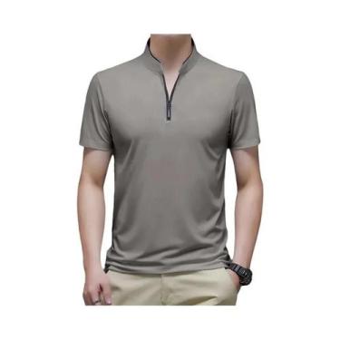 Imagem de 2025 Camisa polo masculina casual fashion cor sólida manga curta gola 