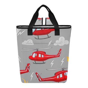 Imagem de Joitme Mochila térmica à prova de vazamento helicópteros vermelhos cinza fogo mochila impermeável 36 latas mochila de resfriamento