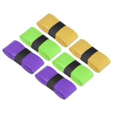 Imagem de Fita de aderência para raquete de tênis de 110 cm, antiderrapante perfurada com overgrip para vara de pesca de badminton, roxo amarelo fluorescente amarelo