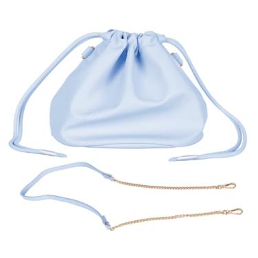 Imagem de Bolsa de couro PU com cordão para câmera e portátil, com alça de ombro para conveniência. Otimizado para armazenamento e proteção da câmera. Versátil e durável, perfeito (azul)