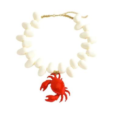 Imagem de Colar De Caranguejo Com Contas De Esmalte Vermelho, Joia De Moda Boêmi