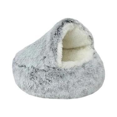 Imagem de Cama Redonda De Pelúcia Macia Para Animais De Estimação, Ninho Semi Fe