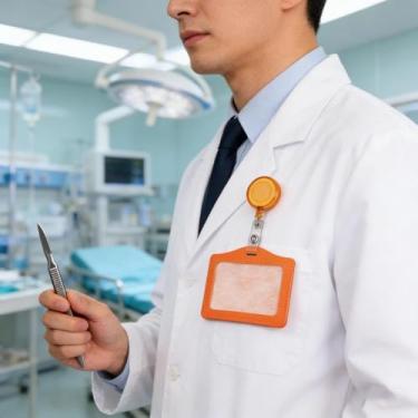 Imagem de 1 porta-crachá de identidade/cartão de poliuretano, fivela retrátil, fivela de fácil abertura, adequado para uso diário no escritório (laranja)