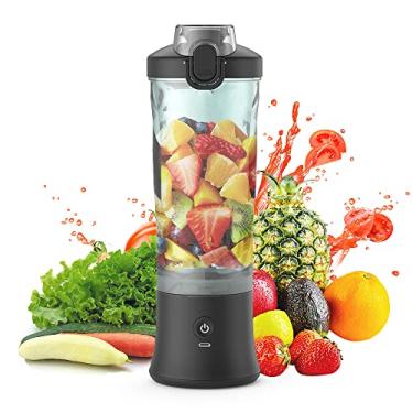 Imagem de Liquidificador Pessoal Portátil para Milkshakes e Smoothies de Frutas 600ml com 6 Lâminas Potência 150W 2 Modos Bateria Integrada Casa Escritório Viag
