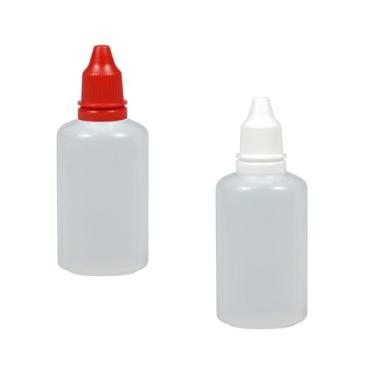 Imagem de Yeetandoo 2 frascos conta-gotas de plástico de 50 ml – Recipientes de viagem portáteis e espremíveis com tampa e plugue para colírios, solução salina, etc. (50 ml 2P)